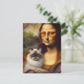 Mona Lisa Roken en Haar Himalaya Kat Briefkaart (Staand voorkant)