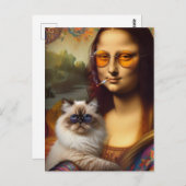 Mona Lisa Roken en Haar Himalaya Kat Briefkaart (Voorkant / Achterkant)