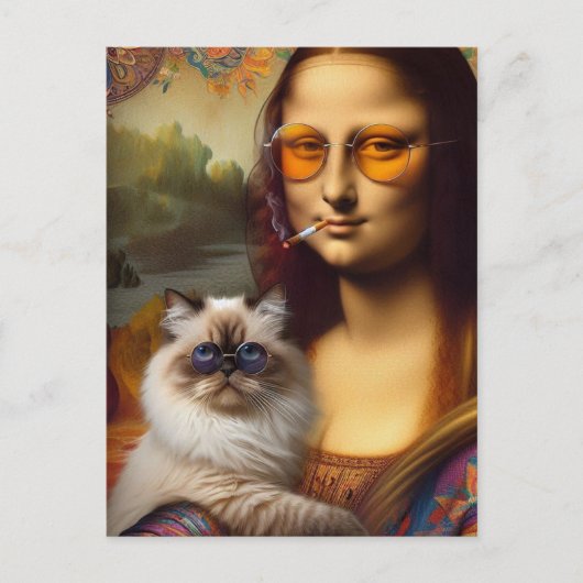 Mona Lisa Roken en Haar Himalaya Kat Briefkaart (Voorkant)