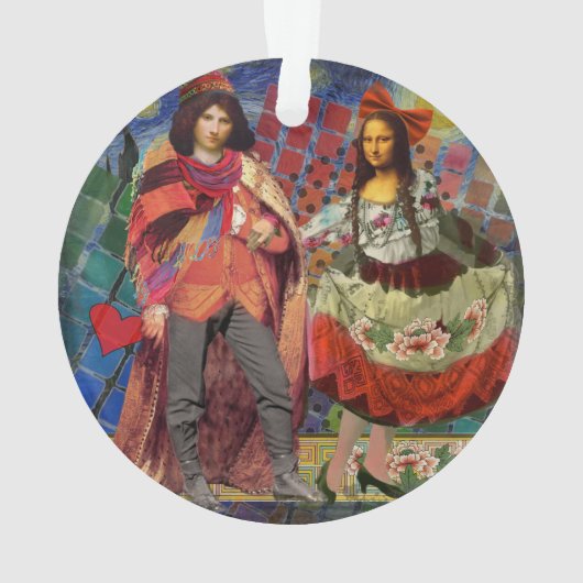 Mona Lisa Romantisch Grappig Kleurig Kunstwerk Ornament (achterkant)