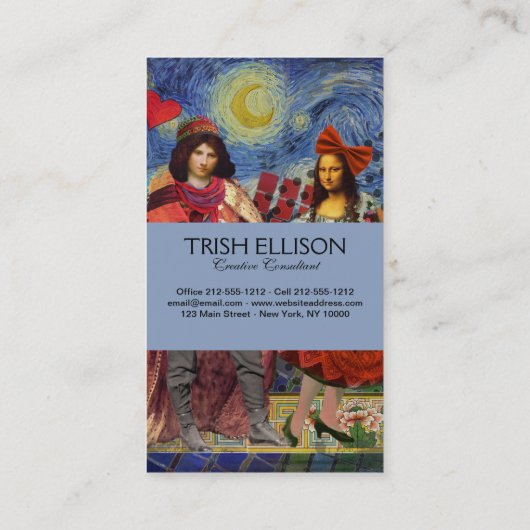 Mona Lisa Romantisch Grappig Kleurig Kunstwerk Visitekaartje (Achterkant)