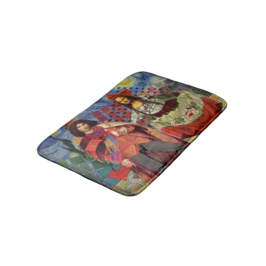 Mona Lisa Romantisch Grappig Kleurrijk Kunstwerk Badmat (Gekanteld)