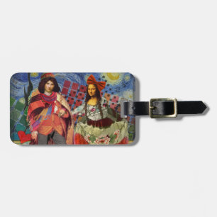 Mona Lisa Romantisch Grappig Kleurrijk Kunstwerk Bagagelabel