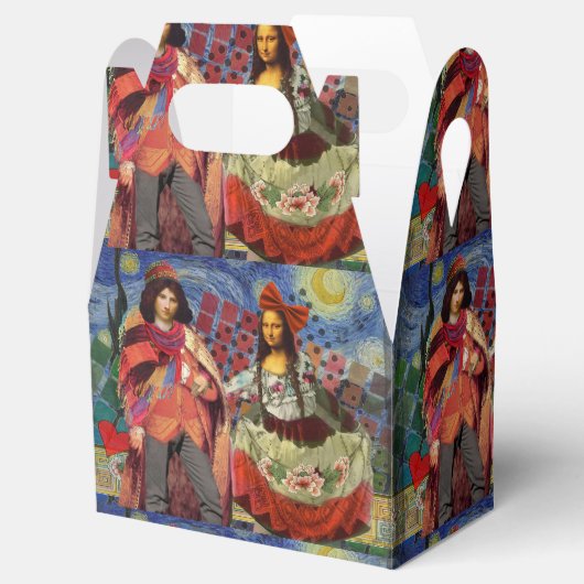 Mona Lisa Romantisch Grappig Kleurrijk Kunstwerk Bedankdoosjes (Geopend)