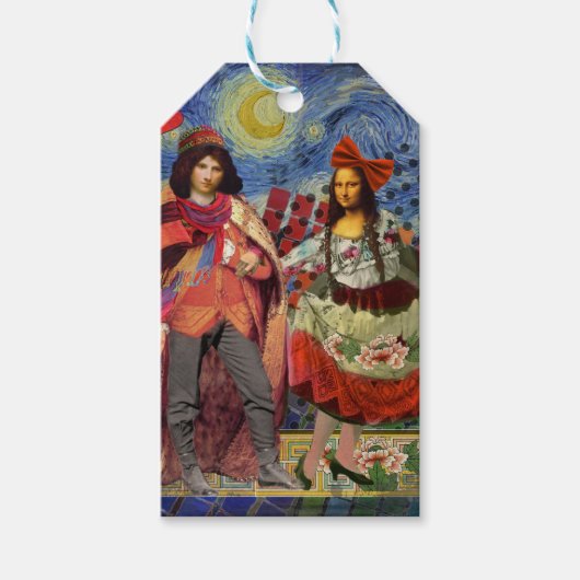 Mona Lisa Romantisch Grappig Kleurrijk Kunstwerk Cadeaulabel (Voorkant)