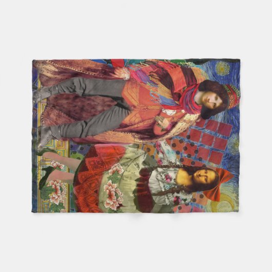 Mona Lisa Romantisch Grappig Kleurrijk Kunstwerk Fleece Deken (Voorkant (Horizontaal))