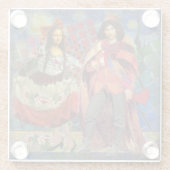 Mona Lisa Romantisch Grappig Kleurrijk Kunstwerk Glazen Onderzetter (Achterkant)