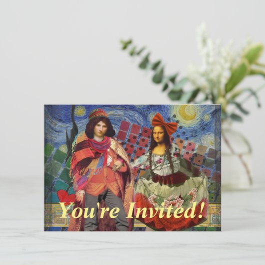 Mona Lisa Romantisch Grappig Kleurrijk Kunstwerk Kaart (Staand voorkant)