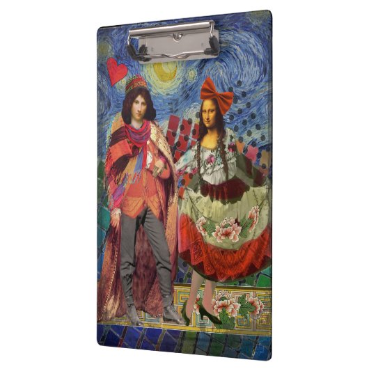 Mona Lisa Romantisch Grappig Kleurrijk Kunstwerk Klembord (Links)