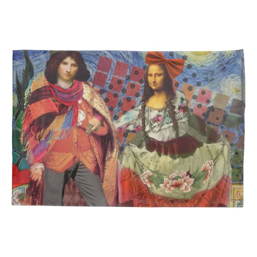 Mona Lisa Romantisch Grappig Kleurrijk Kunstwerk Kussensloop (Achterkant)