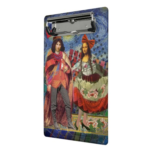 Mona Lisa Romantisch Grappig Kleurrijk Kunstwerk Mini Klembord (Angled2)