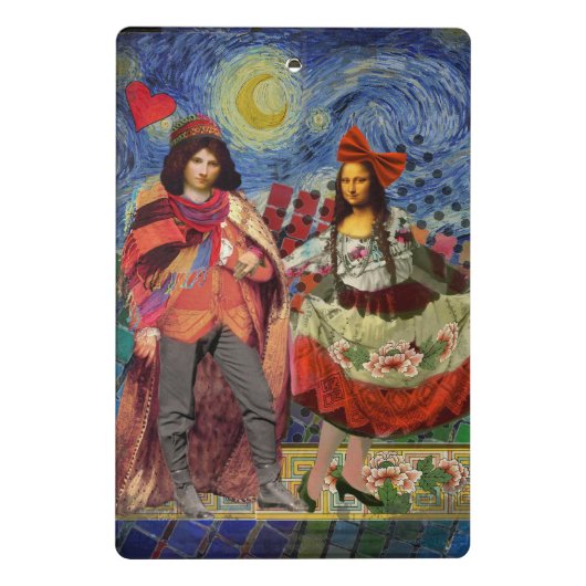 Mona Lisa Romantisch Grappig Kleurrijk Kunstwerk Mini Klembord (Achterkant)