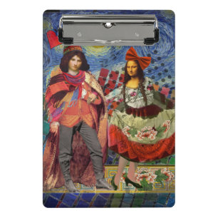 Mona Lisa Romantisch Grappig Kleurrijk Kunstwerk Mini Klembord