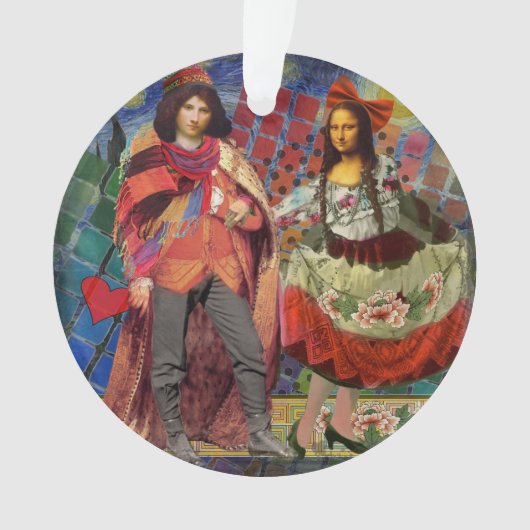 Mona Lisa Romantisch Grappig Kleurrijk Kunstwerk Ornament (voorkant)