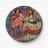Mona Lisa Romantisch Grappig Kleurrijk Kunstwerk Papieren Bordje (Voorkant)