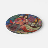 Mona Lisa Romantisch Grappig Kleurrijk Kunstwerk Papieren Bordje (Gekanteld)