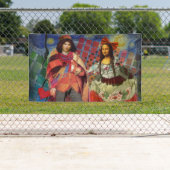 Mona Lisa Romantisch Grappig Kleurrijk Kunstwerk Spandoek (Insitu)