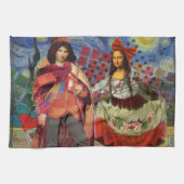 Mona Lisa Romantisch Grappig Kleurrijk Kunstwerk Theedoek (Horizontaal)