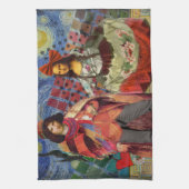 Mona Lisa Romantisch Grappig Kleurrijk Kunstwerk Theedoek (Verticaal)