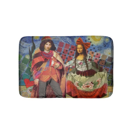 Mona Lisa Romantische Grappige Kleurrijke Kunst Badmat (Voorkant)