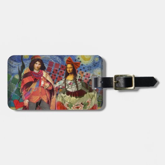 Mona Lisa Romantische Grappige Kleurrijke Kunst Bagagelabel (Voorkant horizontaal)