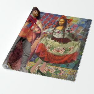 Mona Lisa Romantische Grappige Kleurrijke Kunst Cadeaupapier