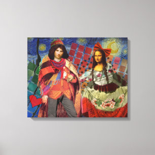 Mona Lisa Romantische Grappige Kleurrijke Kunst Canvas Afdruk
