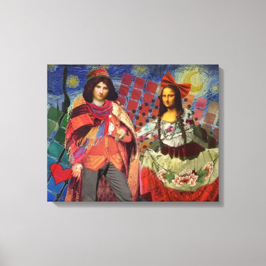 Mona Lisa Romantische Grappige Kleurrijke Kunst Canvas Afdruk (Voorkant)