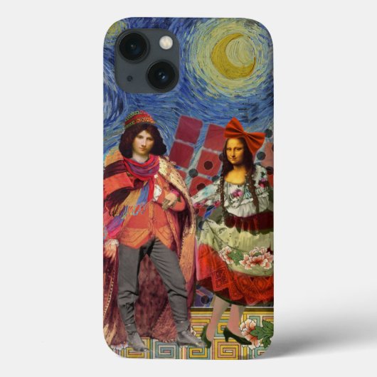 Mona Lisa Romantische Grappige Kleurrijke Kunst Case-Mate iPhone Case (Achterkant)