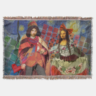 Mona Lisa Romantische Grappige Kleurrijke Kunst Deken