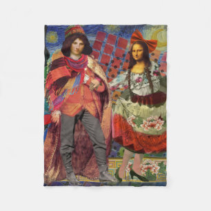 Mona Lisa Romantische Grappige Kleurrijke Kunst Fleece Deken