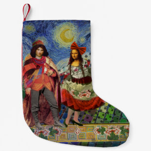 Mona Lisa Romantische Grappige Kleurrijke Kunst Kleine Kerstsok