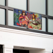 Mona Lisa Romantische Grappige Kleurrijke Kunst Spandoek (Buitenkant Gebouw)
