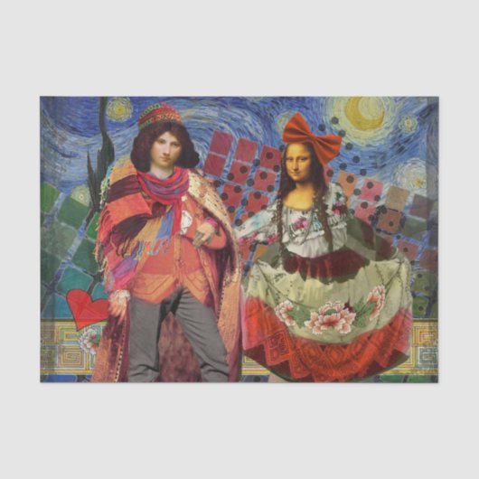 Mona Lisa Romantische Grappige Kleurrijke Kunst Tissuepapier (Voorkant)