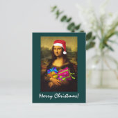 Mona Lisa Santa Claus Feestdagenkaart (Staand voorkant)