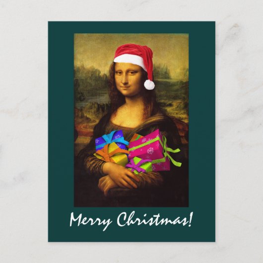 Mona Lisa Santa Claus Feestdagenkaart (Voorkant)
