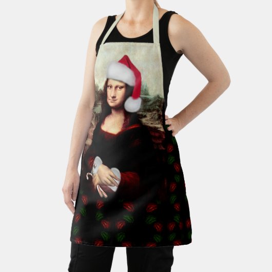 Mona Lisa Santa Hat Christmas Schort (Insitu)