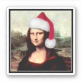 Mona Lisa Santa Hat Christmas Sticker (Voorkant)