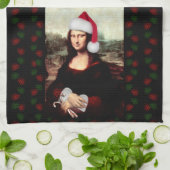 Mona Lisa Santa Hat Christmas Theedoek (Gevouwen)