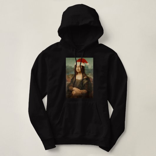 Mona Lisa Santa Hat Funny kerstkunst voor mannen Hoodie (Design voorkant)