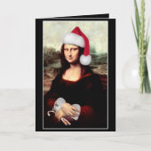 Mona Lisa Santa Hat Kerstmis Feestdagen Kaart (Voorkant)