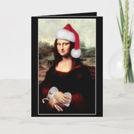 Mona Lisa Santa Hat Kerstmis Feestdagen Kaart