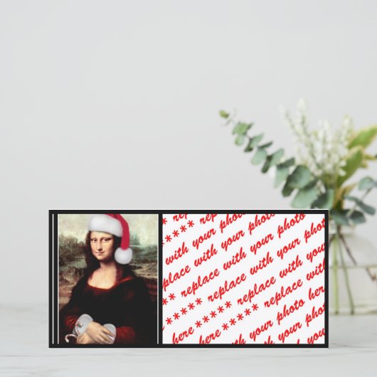 Mona Lisa Santa Hat Kerstmis Feestdagenkaart (Staand voorkant)