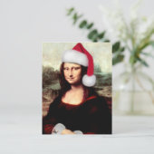 Mona Lisa Santa Hat Kerstmis Feestdagenkaart (Staand voorkant)
