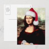 Mona Lisa Santa Hat Kerstmis Feestdagenkaart (Voorkant / Achterkant)