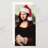 Mona Lisa Santa Hat Kerstmis Feestdagenkaart (Voorkant / Achterkant)