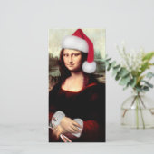 Mona Lisa Santa Hat Kerstmis Feestdagenkaart (Staand voorkant)