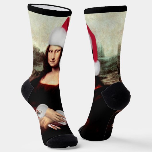 Mona Lisa Santa Hat Kerstmis Sokken (Gebogen)