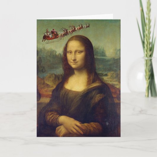 Mona Lisa Santa's Slaapse kerstkaart Feestdagen Kaart (Voorkant)