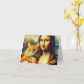Mona Lisa schilderij La Gioconda met Cat Kaart (Gele Bloem)